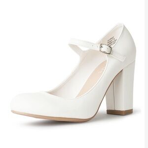 J. Adams Women's White Block Heel Pumps